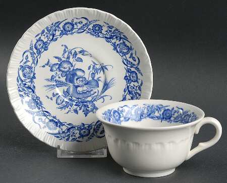 Cornflower Blue Flat Cup & Saucer Set