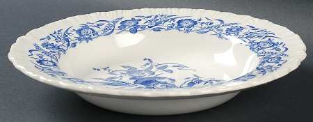 Cornflower Blue Rim Soup Bowl