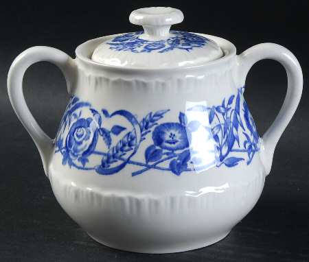Cornflower Blue Sugar Bowl & Lid