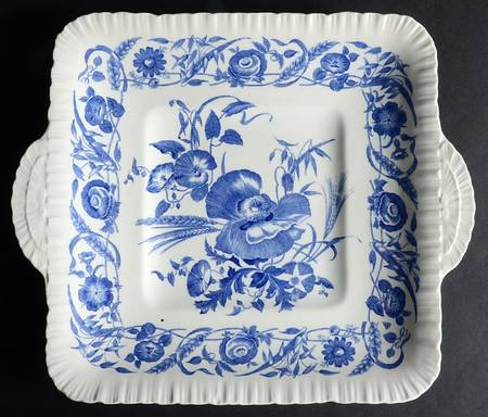 Cornflower Blue Square Handled Cake Plate