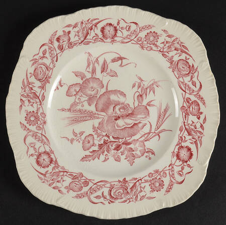 Cornflower Crimson Square Luncheon Plate