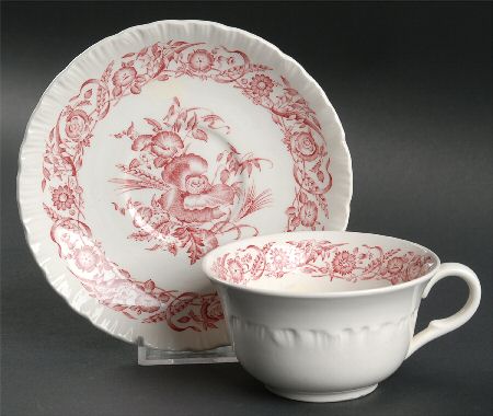 Cornflower Crimson Flat Cup & Saucer Set