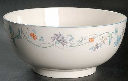 Cornflower (Blue Trim, Smooth) 9" Salad Serving Bowl