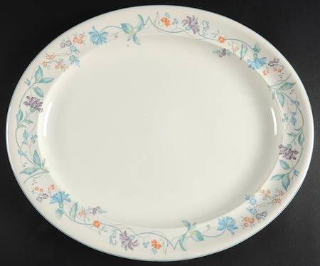 Cornflower (Blue Trim, Smooth) 16" Oval Serving Platter