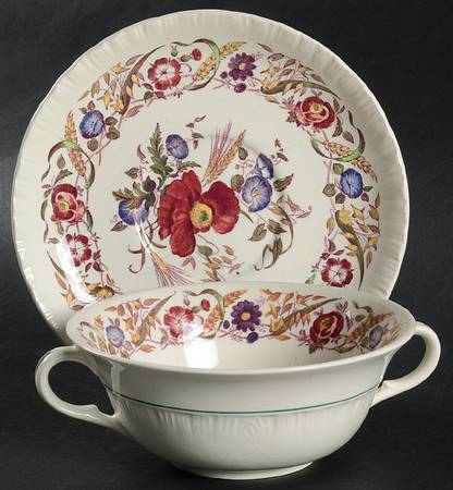 Cornflower Flat Cream Soup Bowl & Saucer Set