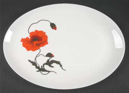 Cornpoppy (Susie Cooper) 15" Oval Serving Platter