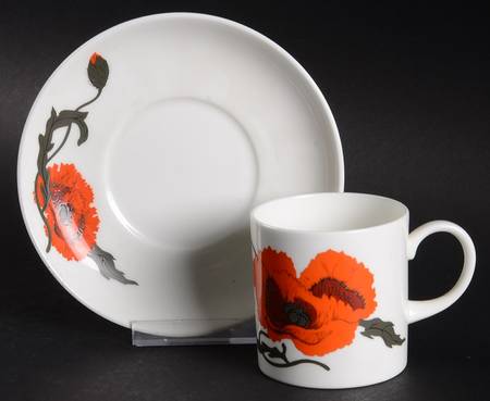 Cornpoppy (Susie Cooper) Can Shape Demitasse Cup and Saucer Set