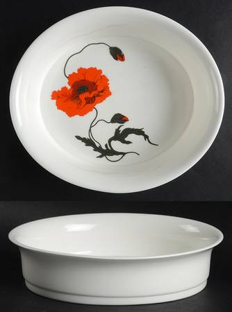 Cornpoppy (Susie Cooper) 9" Oval Vegetable Bowl