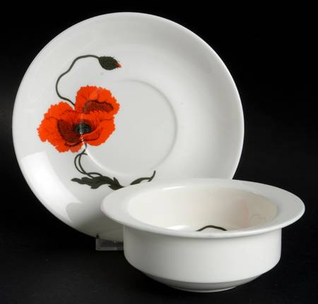 Cornpoppy (Susie Cooper) Flat Cream Soup Bowl & Saucer Set