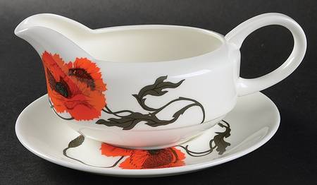 Cornpoppy (Susie Cooper) Gravy Boat with Attached Underplate