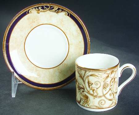 Cornucopia Bond Shape Demitasse Cup and Saucer Set