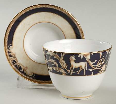 Cornucopia Asian Flat Cup & Saucer Set