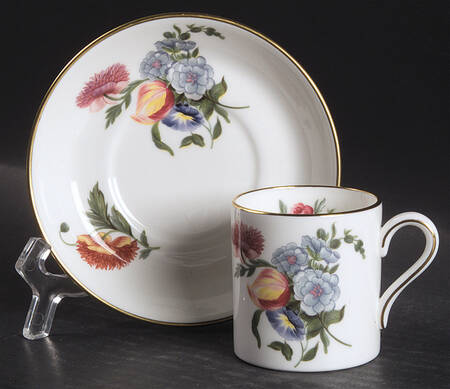 Colonial Sprays Bond Shape Demitasse Cup and Saucer Set