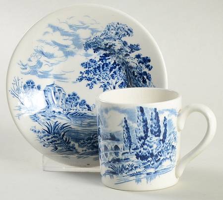 Countryside Blue Flat Demitasse Cup & Saucer Set
