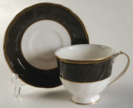 Crown Ebony Footed Cup & Saucer Set