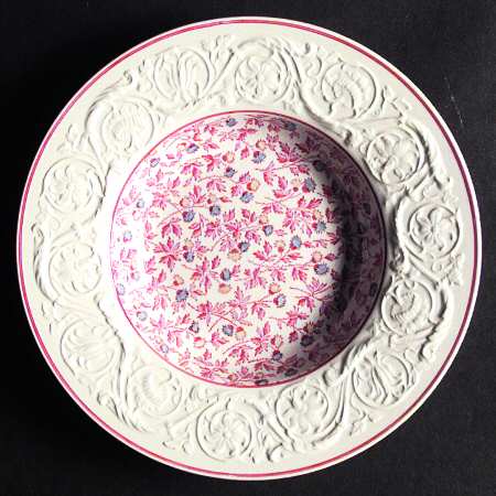 Crimson Pompadour Rim Soup Bowl