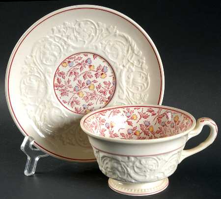 Crimson Pompadour Footed Cup & Saucer Set