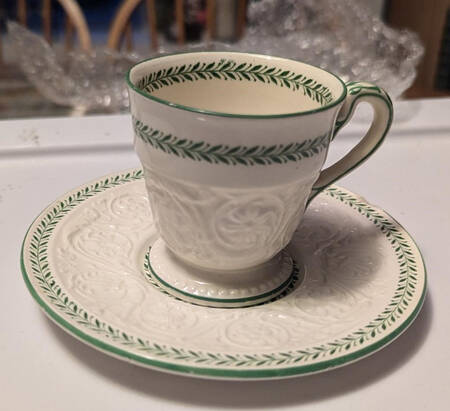 Curzon Bead Footed Demitasse Cup & Saucer Set
