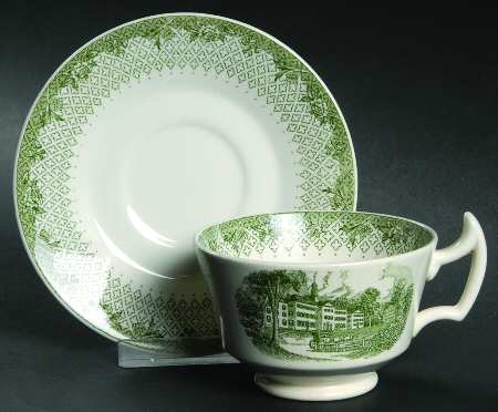 Dartmouth College Green (Gadroon Edge) Footed Cup & Saucer Set