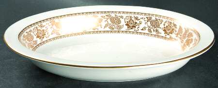 Damask Gold 9" Oval Vegetable Bowl