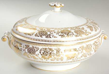 Damask Gold Round Covered Vegetable