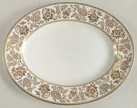 Damask Gold 13" Oval Serving Platter