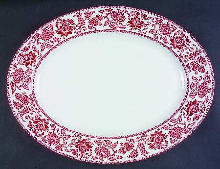 Damask Red 15" Oval Serving Platter