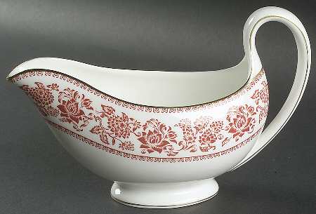 Damask Red Gravy Boat