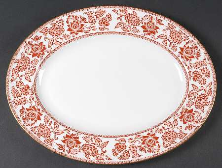 Damask Red 13" Oval Serving Platter