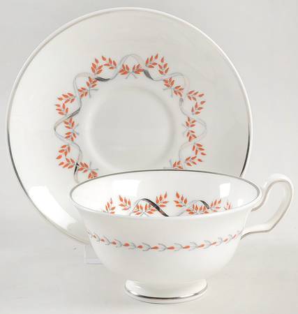 Dartmouth (Ribbon on Rim) Footed Cup & Saucer Set