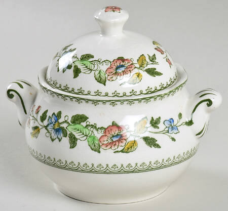 Davenport Green Multicolor Sugar Bowl & Lid