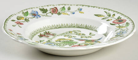Davenport Green Multicolor Rim Soup Bowl