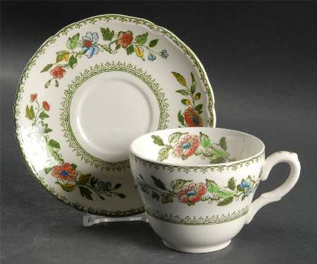 Davenport Green Multicolor Flat Cup & Saucer Set