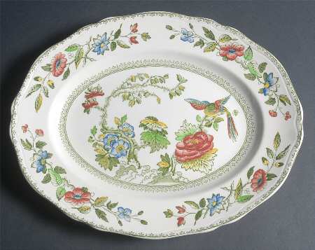 Davenport Green Multicolor 14" Oval Serving Platter