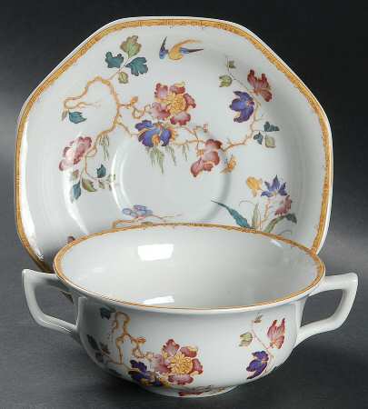 Devon Rose Flat Cream Soup Bowl & Saucer Set