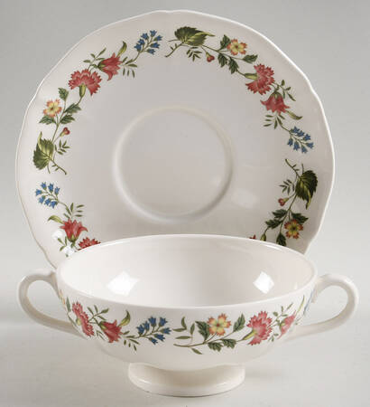 Derwent Scalloped Flat Cream Soup Bowl & Saucer Set