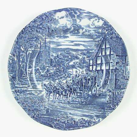 Dickens Coaching Days Blue Luncheon Plate