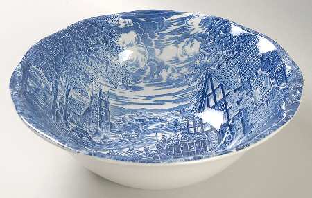 Dickens Coaching Days Blue 8" Round Vegetable Bowl