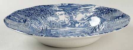 Dickens Coaching Days Blue Large Rim Soup Bowl