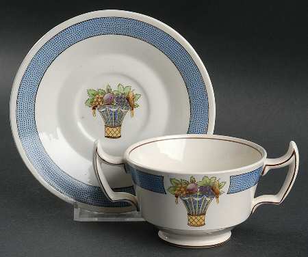 Directoire (Blue Band, Smooth) Footed Bouillon Cup & Saucer