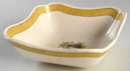 Directoire (Yellow Band, Smooth) 8" Square Vegetable Bowl
