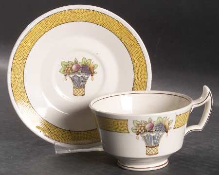 Directoire (Yellow Band, Smooth) Footed Cup & Saucer Set