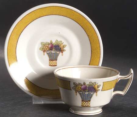 Directoire (Yellow Band, Smooth) Footed Cup & Saucer Set