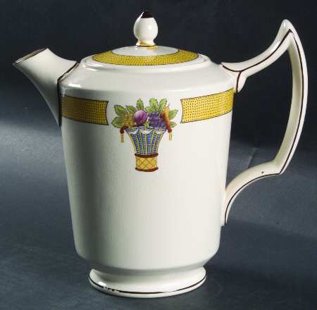 Directoire (Yellow Band, Smooth) Coffee Pot & Lid