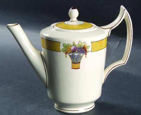 Directoire (Yellow Band, Smooth) Individual Coffee Pot & Lid
