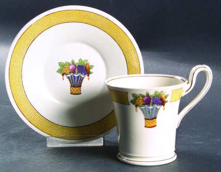 Directoire (Yellow Band, Smooth) Footed Demitasse Cup & Saucer Set