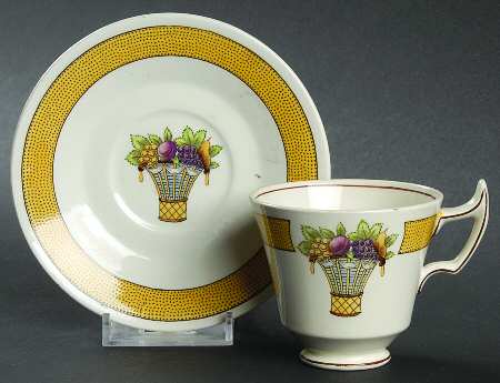 Directoire (Yellow Band, Smooth) Footed Demitasse Cup & Saucer Set