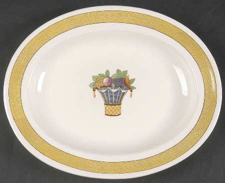 Directoire (Yellow Band, Smooth) 10" Oval Serving Platter