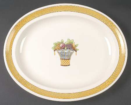 Directoire (Yellow Band, Smooth) 14" Oval Serving Platter