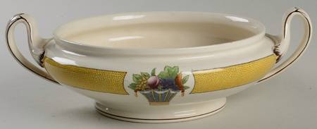Directoire (Yellow Band, Smooth) Round Vegetable No Lid